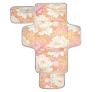 Fasciatoio riutilizzabile in stile cinese con peonia floreale color pesca oro con tasca in tessuto fasciatoio portatile per bambino con cuscino integrato cambiador de pa?ales para Bebes