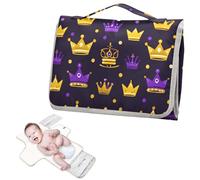 Fasciatoio riutilizzabile lavabile con tasca in tessuto classico corona giallo oro e viola portatile fasciatoio per mamme, papà cambiadores de pa?ales para Bebes