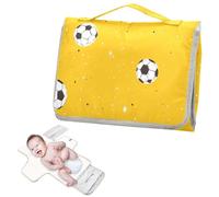 Fasciatoio riutilizzabile lavabile con tasca in tessuto da viaggio fasciatoio per neonati per mamme e papà - motivo minimalista giallo calcio