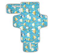 Fasciatoio riutilizzabile lavabile con tasca in tessuto fasciatoio per pannolini con cuscino integrato animali marini blu oceano