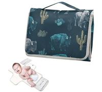 Fasciatoio riutilizzabile lavabile con tasca in tessuto Wild Bisonte Cactus Blu Fasciatoio portatile per bambino con cuscino integrato cambiador de pa?ales para Bebes