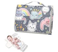 Fasciatoio riutilizzabile pad con tasca in tessuto carino animale gatto fantasia grigio argento pannolino fasciatoio fasciatoio portatile neonato kit da viaggio cambiador de pa?ales para Bebes