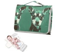 Fasciatoio riutilizzabile Pad con tasca in tessuto carino verde Chihuahua cane bambino pannolino fasciatoio fasciatoio neonato kit da viaggio cambiador de pa?ales para Bebes