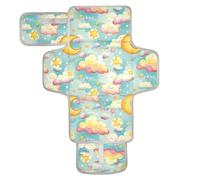 Fasciatoio riutilizzabile per bambini, con tasca in tessuto, impermeabile, per mamme, papà, cartoni animati, cielo, luna, nuvola, stelle