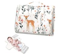 Fasciatoio riutilizzabile per bambini, con tasca in tessuto per il cambio del pannolino, kit portatile per stazione da viaggio - cervo dei cartoni animati bianco