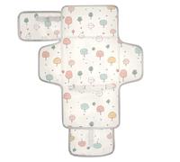 Fasciatoio riutilizzabile per bambini, con tasca in tessuto, portatile, per mamme, papà, cartoni animati, piccoli alberi, uccelli, bianco