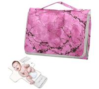 Fasciatoio riutilizzabile per bambino con tasca in tessuto classico marmo fluorescente rosa fasciatoio da viaggio per bambino leggero e pieghevole cambiador de pa?ales para Bebes