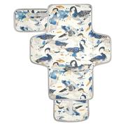 Fasciatoio riutilizzabile per bambino con tasca in tessuto fasciatoio da viaggio per mamme, papà acquerello anatra selvatica denim crema bianco
