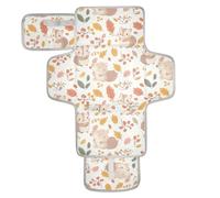Fasciatoio riutilizzabile per bambino con tasca in tessuto fasciatoio fasciatoio da viaggio con cuscino integrato Cartoon Little Squirrel carino colore chiaro