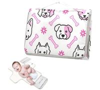 Fasciatoio riutilizzabile per bambino con tasca in tessuto portatile fasciatoio per mamme e papà - teste di cane in stile cartone animato e ossa linea semplice