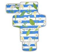 Fasciatoio riutilizzabile per pannolini con tasca in tessuto blu a righe bianche e calle margherite, tappetino fasciatoio da viaggio con cuscino integrato cambiadores de pa?ales para Bebes