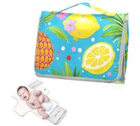 Fasciatoio riutilizzabile per pannolini con tasca in tessuto fasciatoio da viaggio per ragazze e ragazzi- moda estate frutta ananas limone blu