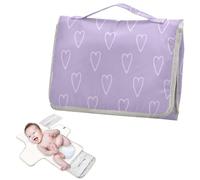 Fasciatoio riutilizzabile portatile con tasca in tessuto fasciatoio portatile per ragazze e ragazzi- forma astratta cuori disegnati linee audaci viola
