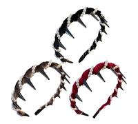 Fascie Per Capelli Vintage Con Perle - 3 Fascie Alte Per Capelli | Accessorio Decorativo Antiscivolo con Dentini per Donne Ragazze Matrimonio Cerimonia Scuola Cena Spiaggia Banchetto Lavoro