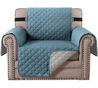 FASCINATDECO Copridivano Reversibile Impermeabile, Fodere Copridivano Trapuntato con Cinghie Elastiche Salvadivano Antiscivolo Lavabile per Animali Domestici Bambini (Blu Fumo,1 Posti 53 cm)