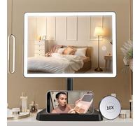FASCINATE Grande Specchio da Trucco Illuminato con 96 Luci LED, Specchio con Batteria al Litio Ricaricabile (Sable)