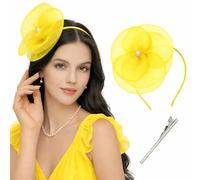 Fascinator a strati in rete nera con accento di perle e fascia regolabile, clip per capelli staccabile per una vestibilità sicura a matrimoni, giornate di gara, tea party, riunioni in chiesa ed eventi