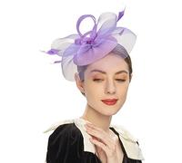 Fascinator, cappello da donna con velo: cappello estivo da donna, traspirante, per tea party, chiesa, cappello da sposa, cappello da bowler elegante cilindro, cappello da cocktail Fedora, Lilla,