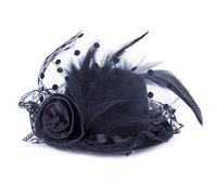 Fascinator da sposa for donna, accessori for capelli con piume solide, fermagli for, cerchietto, velo in rete, forcine for(Black)