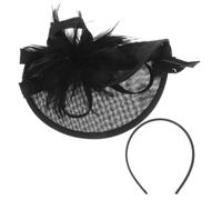 Fascinator Donna Piume e Fiori, Cerchietto Nero Elegante per Feste | Lino Artificiale e Poliestere, Look Chic per Invitate, Adatto a Chioma Corti e Raccolti, Mascherata
