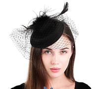 Fascinator - Fascia per capelli da donna, per cocktail, fascinatore, in rete, con piume, fascinator