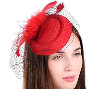 Fascinator - Fascia per capelli da donna, per cocktail, fascinatore, in rete, con piume, fascinator