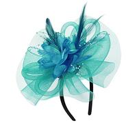 Fascinator Fascia per capelli in rete con piume e fiori, per feste in stile vintage Ascot, cappello con derby a forma di fiore con clip, da donna, cocktail, feste, matrimoni, accessori per