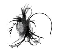Fascinator Hat - Black FeatherR fascia | Retro Fascinator fascia | cappello in rete a rete cerchio piuma | Piccoli accessori per capelli | Accessori per capelli per ragazze