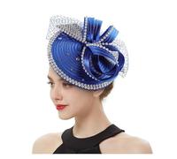 Fascinator in raso perfetto, accessori for capelli eleganti, cappelli multicolori, cappello da festa del tè, copricapo di piume con velo donna Adatto per il tè pomeridiano, matrimoni(Royal Blue)