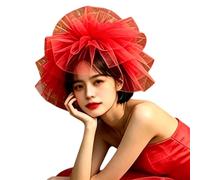 Fascinator per capelli da occasione per donna, Red | Clip per velo in rete sul copricapo per matrimoni, banchetti, ritratti e travestimenti