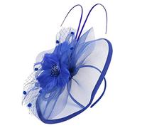 Fascinatori Cappello da donna con fiori, cappello da donna con fiori in organza, fascia for capelli con clip,(Blue)