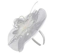 Fascinatori Cappello da donna con fiori, cappello da donna con fiori in organza, fascia for capelli con clip,(White)