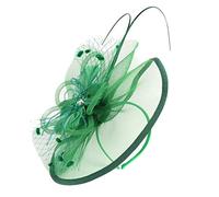 Fascinatori Cappello da donna con fiori, cappello da donna con fiori in organza, fascia for capelli con clip,(Green)