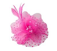 Fascinators per Capelli da Donna Cappello Da Festa Con Fascinator, Decorazione Floreale Piume In Rete, Copricapo Sposa, Perle Finte, For La Testa, Accessori For Capelli Per le feste(Rose Red)