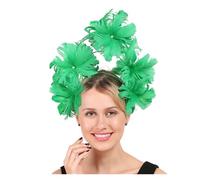 Fascinators per Capelli da Donna Fascia for capelli con fiori di piume fantasia, cappello da donna, copricapo alla moda, in rete for eleganti signore, chic for occasioni speciali Per le feste(Green)