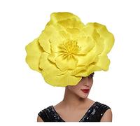 Fascinators per Capelli da Donna Grande fascia for capelli con fiore, fiocco, cappello, copricapo da donna, trucco sposa, ballo di fine anno, servizio fotografico, accessori for Per le feste(Yellow)