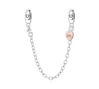 Fascino a catena di sicurezza con cuori ad incastro, ciondolo per braccialetto, compatibile con collana braccialetto Pandora