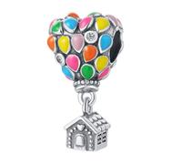Fascino a Forma di Cuore Palloncino D'aria Calda, Accessorio Braccialetto in Argento Sterling 925, Compatibile con Collana Braccialetto Pandora