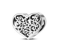 Fascino Cavo Cuore D'amore, Accessorio Braccialetto Fascino in Argento Sterling 925, Compatibile con Collana Braccialetto Pandora, Regalo per le Donne