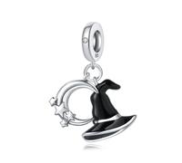 Fascino Ciondolo Cappello Strega Luna, Accessorio Braccialetto Fascino in Argento Sterling 925, Compatibile con Collana Braccialetto Pandora