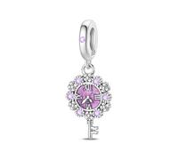 Fascino Ciondolo Chiave Tempo, Accessorio Braccialetto Fascino Placcato Argento, Compatibile con Collana Braccialetto Pandora, Regalo per le Donne