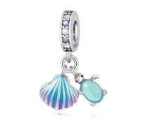 Fascino Ciondolo Guscio Colorato e Tartaruga, Accessorio Braccialetto Fascino in Argento Sterling 925, Compatibile con Collana Braccialetto Pandora