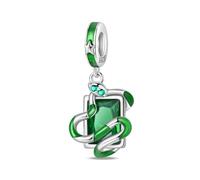 Fascino Ciondolo Serpente Verde, Accessorio Braccialetto Fascino Placcato Argento, Compatibile con Collana Braccialetto Pandora, Regalo per le Donne
