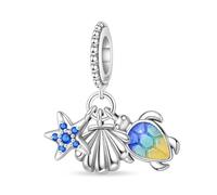 Fascino Ciondolo Tartaruga e Stella Marina, Accessorio Braccialetto Fascino in Argento Sterling 925, Compatibile con Collana Braccialetto Pandora, Regalo per le Donne
