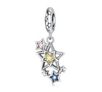 Fascino con ciondolo a stella a cinque punte in pietra colorata, accessorio per braccialetto con ciondolo in argento Sterling 925, compatibile con collana per braccialetto Pandora, regalo per le donne