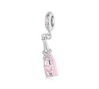 Fascino con ciondolo champagne rosa, perline con ciondolo in argento Sterling 925 per braccialetto, compatibile con collana braccialetto Pandora