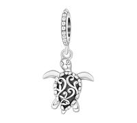 Fascino con ciondolo tartaruga intagliata retrò, accessorio per braccialetto con ciondolo in argento Sterling 925, compatibile con collana braccialetto Pandora
