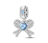 Fascino con fiocco di diamante pieno, accessorio per braccialetto con ciondolo placcato argento, compatibile con collana per braccialetto Pandora, regalo per le donne