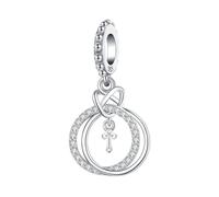 Fascino con nappa a doppio anello a cuore, ciondolo per braccialetto, compatibile con la collana del braccialetto Pandora