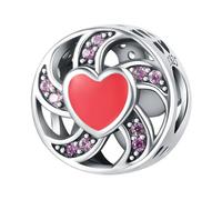 Fascino con perline a cuore intrecciato, accessorio per braccialetto con ciondolo in argento Sterling 925, compatibile con collana per braccialetto Pandora